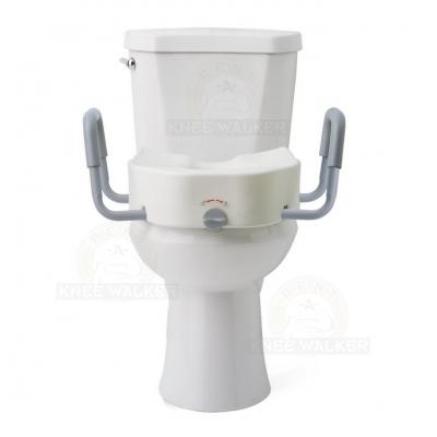 Raised Toilet Seat with Lock and Arms 400 lb Elongated large photo 2